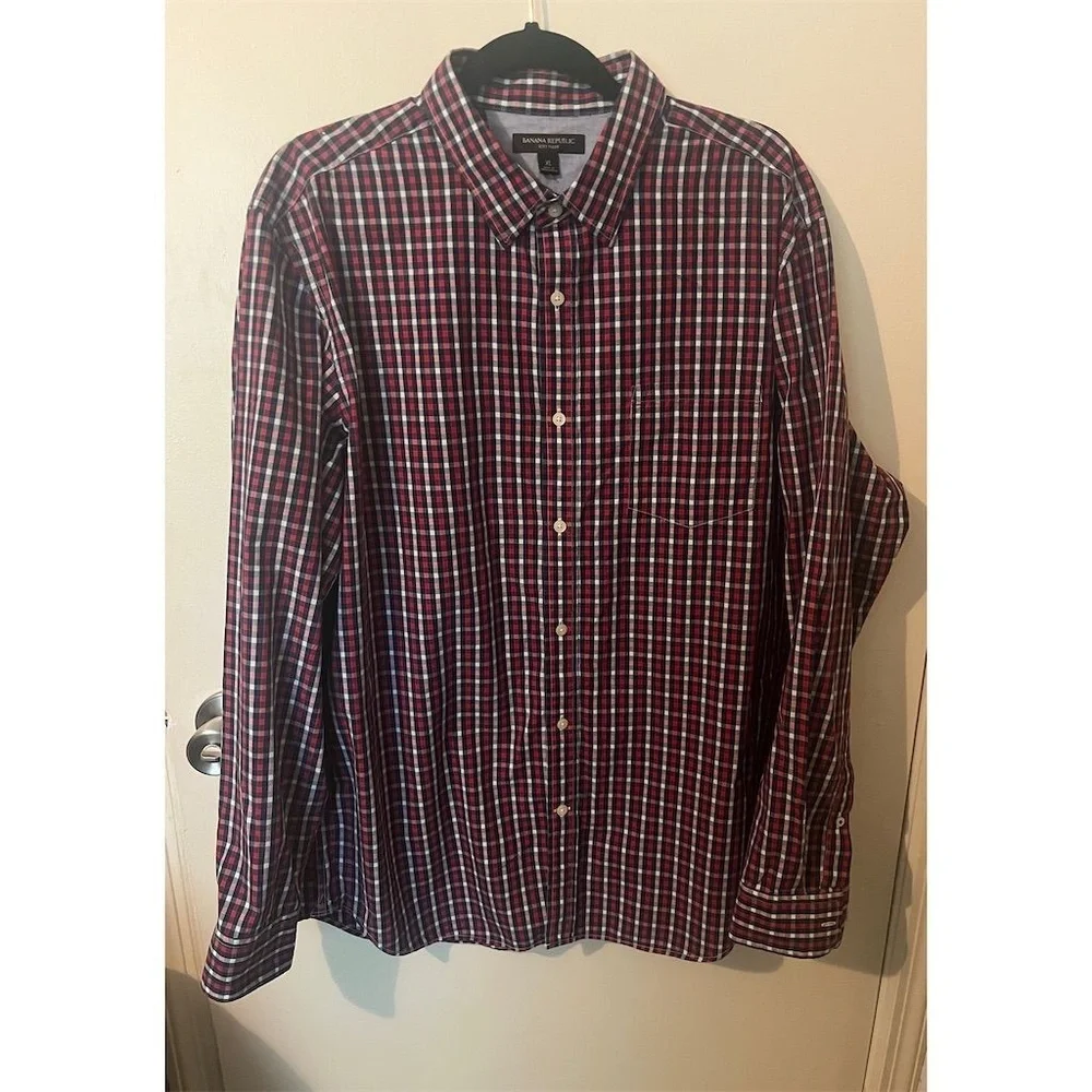 Banana Republic Men's Long Sleeve Plaid Button-Down Shirt XL‎